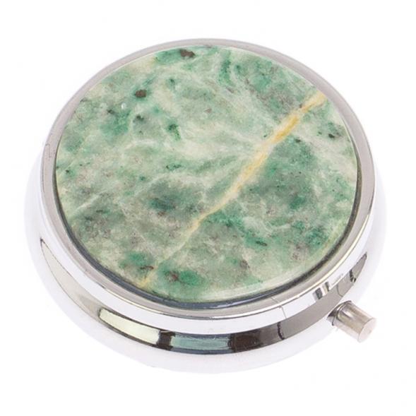 Таблетница на 3 отсека камень лиственит цвет серебро 125531