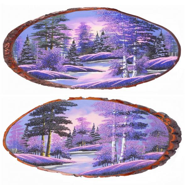 Панно на срезе дерева &amp;quot;Рассвет&amp;quot; горизонтальное 95-100 см каменная крошка 112253