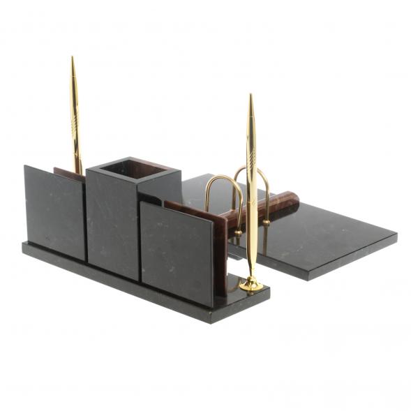 Настольный набор &amp;quot;Офисный&amp;quot; с часами камень лемезит 127521