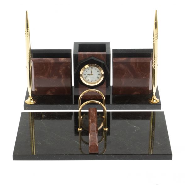 Настольный набор &amp;quot;Офисный&amp;quot; с часами камень лемезит 127521
