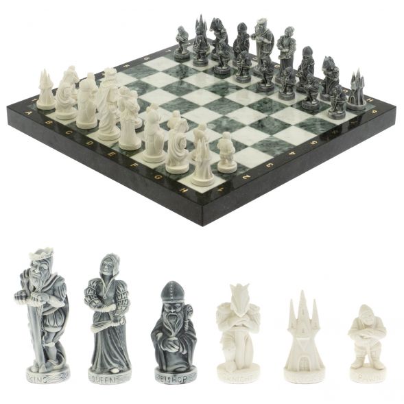 Шахматы подарочные &amp;quot;Средневековье&amp;quot; доска 40х40 см змеевик / мрамор 129361