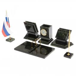 Настольный набор "Триколор" камень змеевик