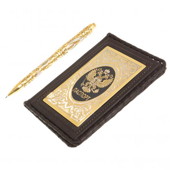 Подарочный набор &amp;quot;Документы&amp;quot; обложка для паспорта и ручка Златоуст 122390