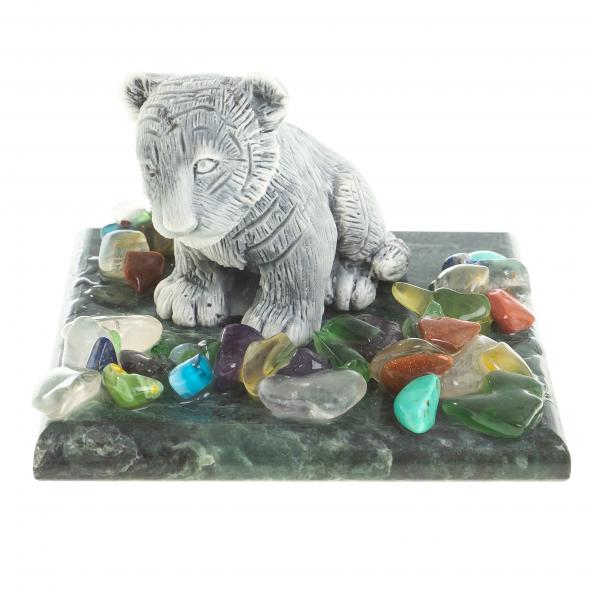 Сувенир фигурка &amp;quot;Тигрёнок&amp;quot; из змеевика и мрамолита 6х6х4 см 122710