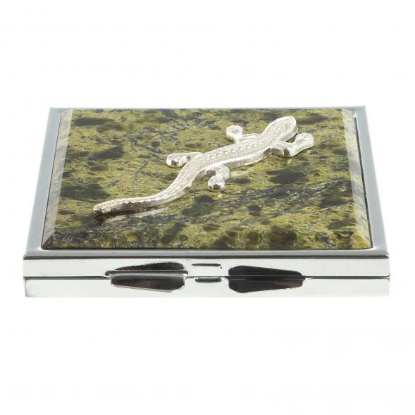 Зеркало квадратное из змеевика с ящерицей цвет серебро 122748