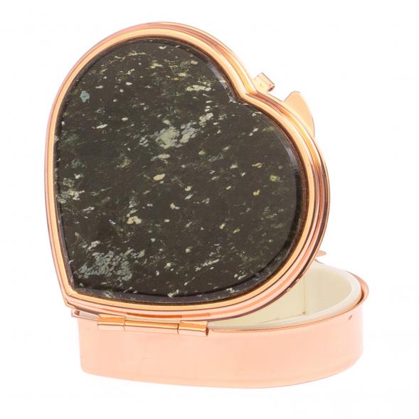 Таблетница &amp;quot;Сердце&amp;quot; на 3 отделения камень мусковит, цвет красное золото 125681