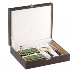 Канцелярский набор лупа и нож "Малахит" в подарочной коробке Златоуст