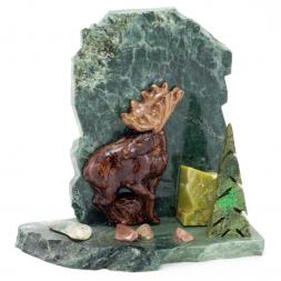 Сувенир "Лось" камень змеевик