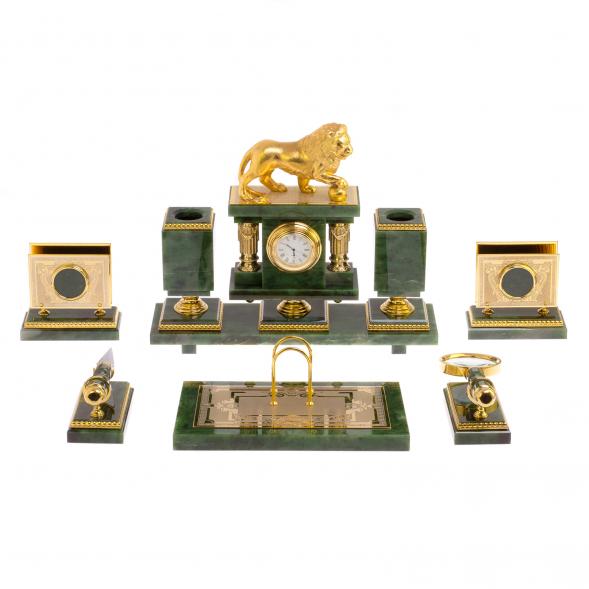 Письменный набор &amp;quot;Лев&amp;quot; нефрит Златоуст 126061