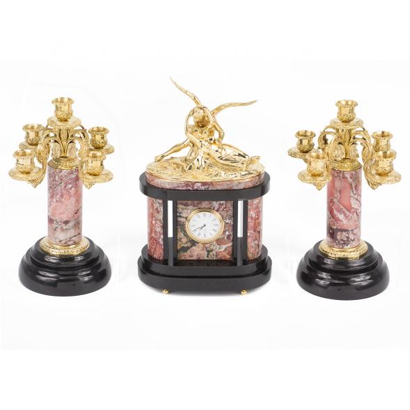 Каминные часы с канделябрами из бронзы &amp;quot;Амур и Психея&amp;quot; 118048