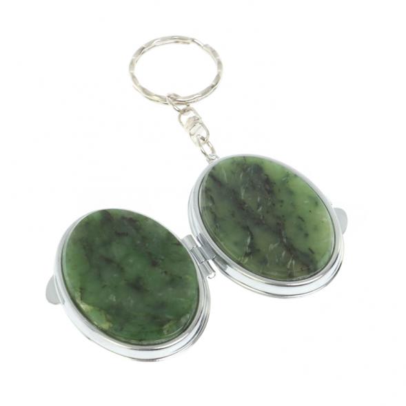 Складное зеркало брелок из нефрита овальное 127987