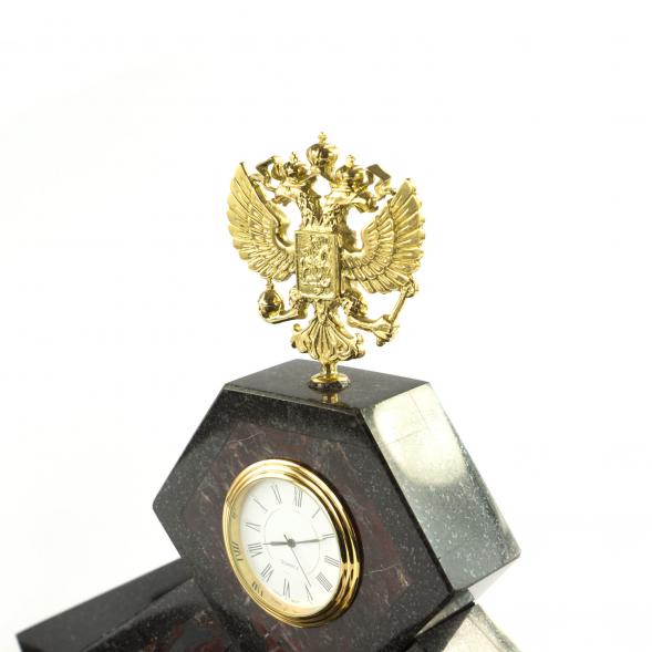 Письменный набор &amp;quot;Гербовый&amp;quot; из яшмы с настольным ковриком 121022