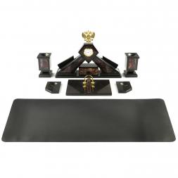 Письменный набор "Гербовый" из яшмы с настольным ковриком