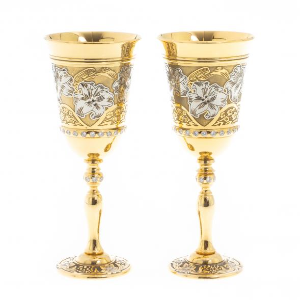 Фужеры для вина &amp;quot;Лилия&amp;quot; 2 шт с фианитами 70 мл Златоуст 122317