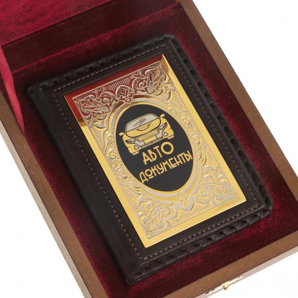 Обложка для автодокументов &amp;quot;Автомобилист&amp;quot; черная кожа Златоуст 122940