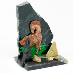 Сувенир "Лошадка" камень змеевик 60х100х120 мм 500 гр.