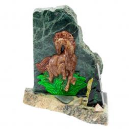 Сувенир "Лошадка" камень змеевик 60х100х120 мм 500 гр.