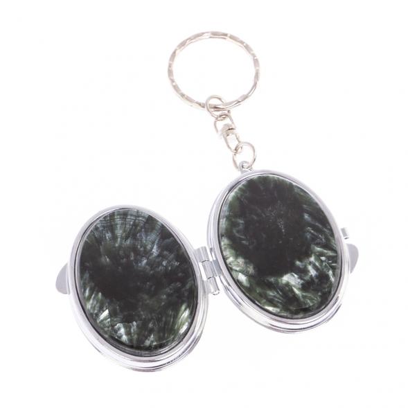 Складное зеркало брелок из серафинита овальное 126590