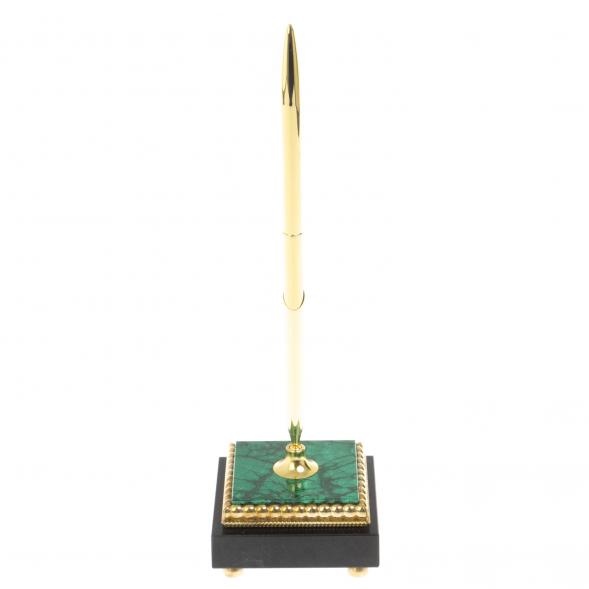 Подставка под ручку из камня малахит / бронза 6,5х6,5х21 см 128907