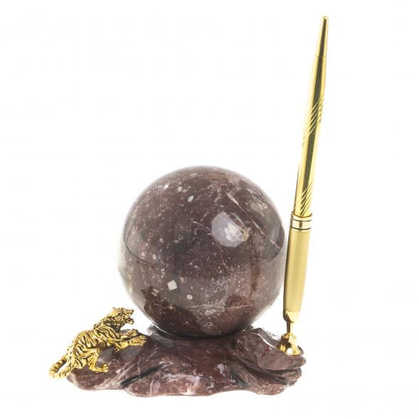 Письменный прибор из креноида &amp;quot;Шар на подставке с тигром&amp;quot; 122713