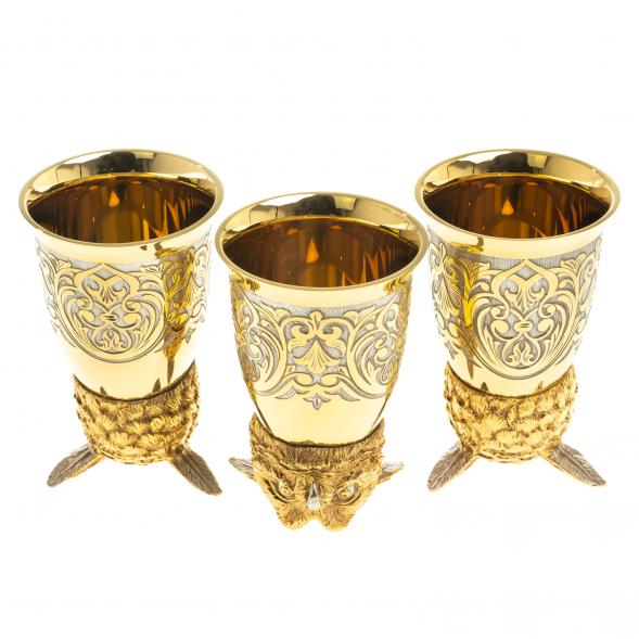 Стопки перевертыши &amp;quot;Филин&amp;quot; 70 мл 3 шт в подарочной упаковке Златоуст 123646