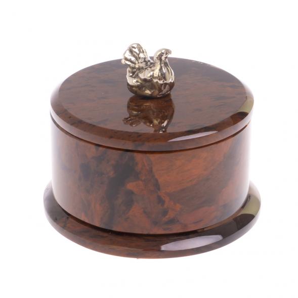 Шкатулка &amp;quot;Певчая птица&amp;quot; коричневый обсидиан 7,5х7,5х7,5 см 127046