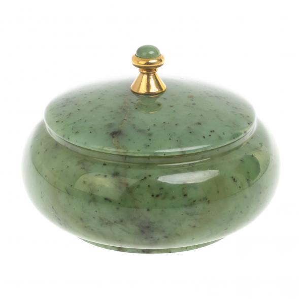 Шкатулка из нефрита круглая 11,5х11,5х8 см 127123