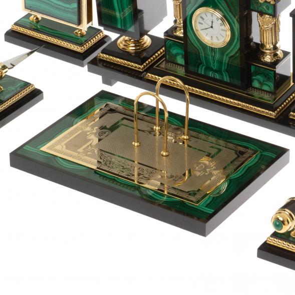 Письменный набор &amp;quot;Георгий Победоносец&amp;quot; из малахита Златоуст 129488