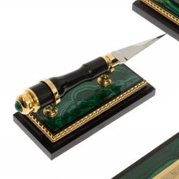 Письменный набор "Георгий Победоносец" из малахита Златоуст