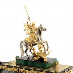 Письменный набор "Георгий Победоносец" из малахита Златоуст