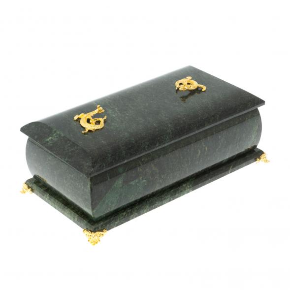 Шкатулка &amp;quot;Дуэт&amp;quot; из камня змеевик 19x10x7 см 112129