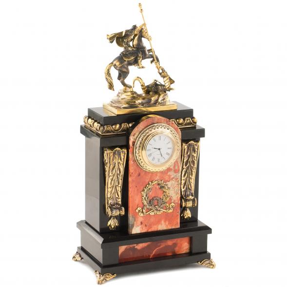 Часы &amp;quot;Георгий Победоносец&amp;quot; из яшмы и бронзы 115004