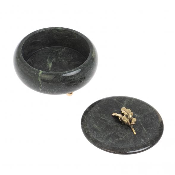 Шкатулка из змеевика &amp;quot;Желуди&amp;quot; 15х15х9 см 124562