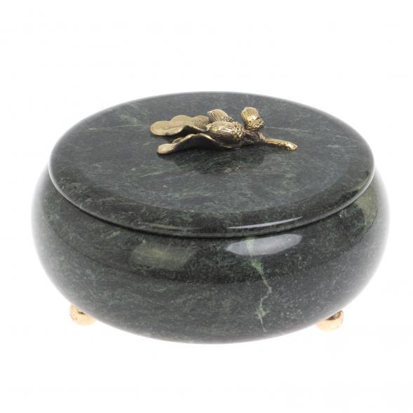 Шкатулка из змеевика &amp;quot;Желуди&amp;quot; 15х15х9 см 124562