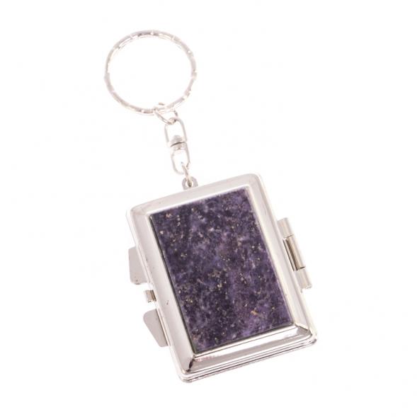 Складное зеркало брелок из сиреневого флюорита прямоугольное 126592