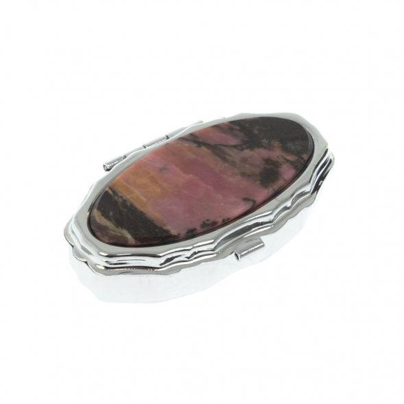 Таблетница эллипс на 2 отделения камень родонит 6х3,5х2 см 128983