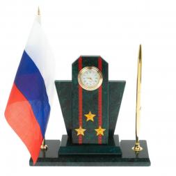 Настольный набор "Погон полковник ВС" змеевик