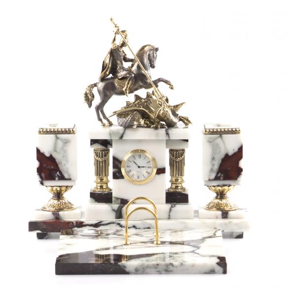 Письменный прибор из натурального мрамора и бронзы &amp;quot;Георгий Победоносец&amp;quot; 121412