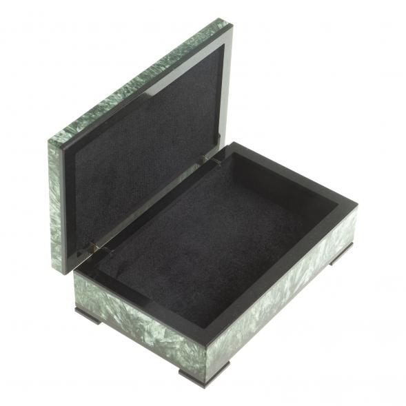 Каменная шкатулка из серафинита 13,5х8,5х4см 122798