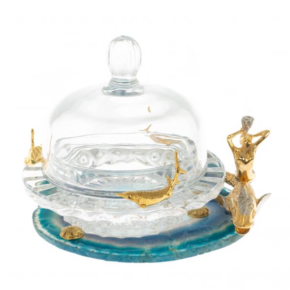 Икорница &amp;quot;Дары моря&amp;quot; камень агат 124079