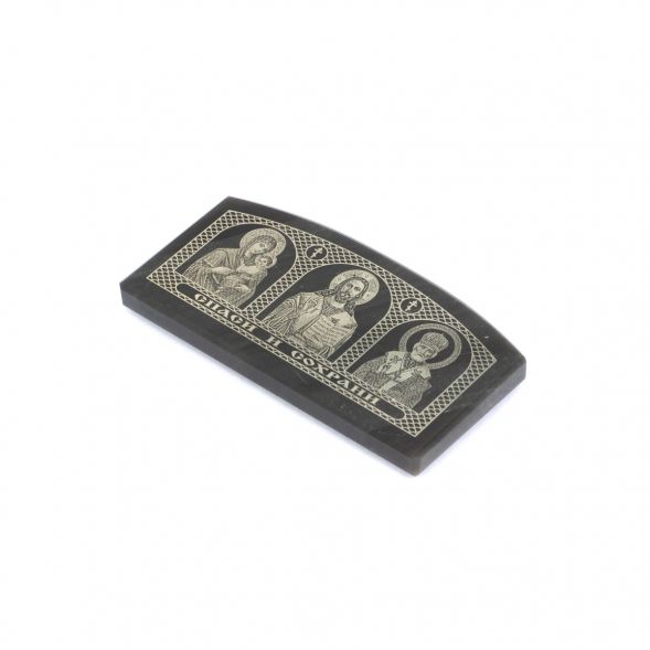 Автоикона &amp;quot;Триптих &amp;quot; из черного обсидиана 6х3 см 129132