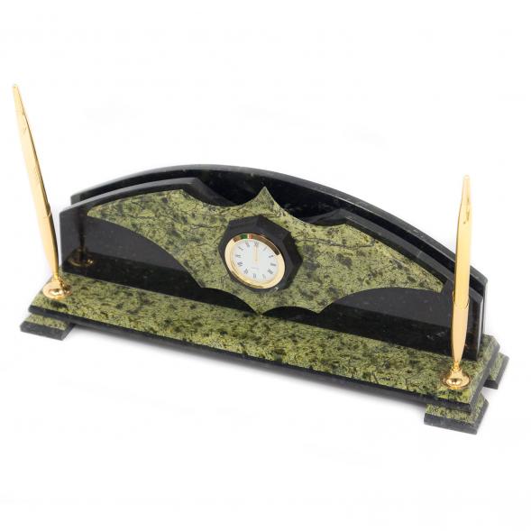 Настольный набор с ручками камень змеевик 117002