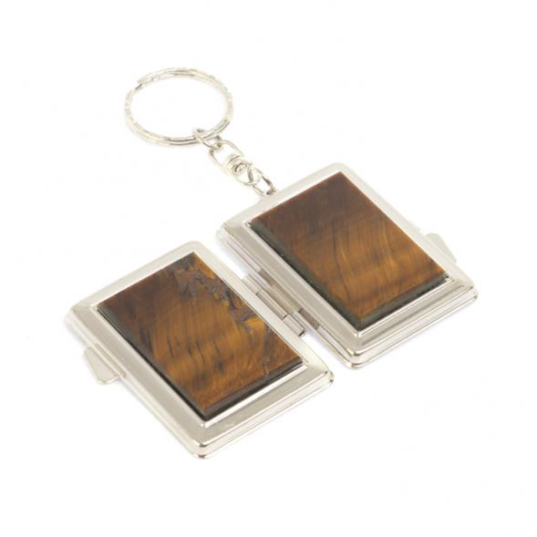 Складное зеркало брелок тигровый глаз прямоугольное 127370