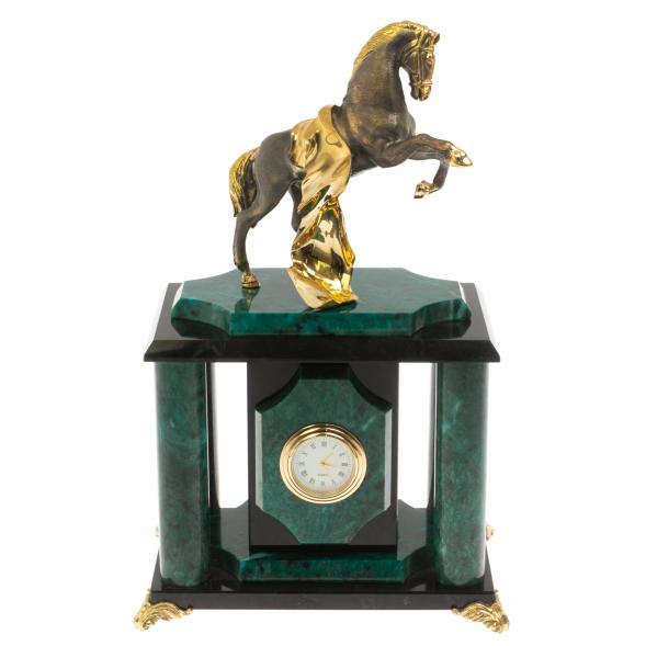 Часы из змеевика и бронзы &amp;quot;Конь с попоной&amp;quot; 129832