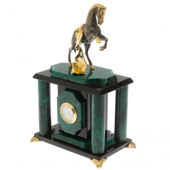 Часы из змеевика и бронзы &amp;quot;Конь с попоной&amp;quot; 129832