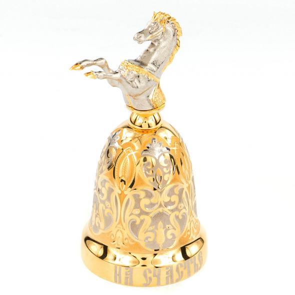 Колокольчик настольный &amp;quot;Лошадка на счастье&amp;quot; бронза в подарочном футляре Златоуст 119643