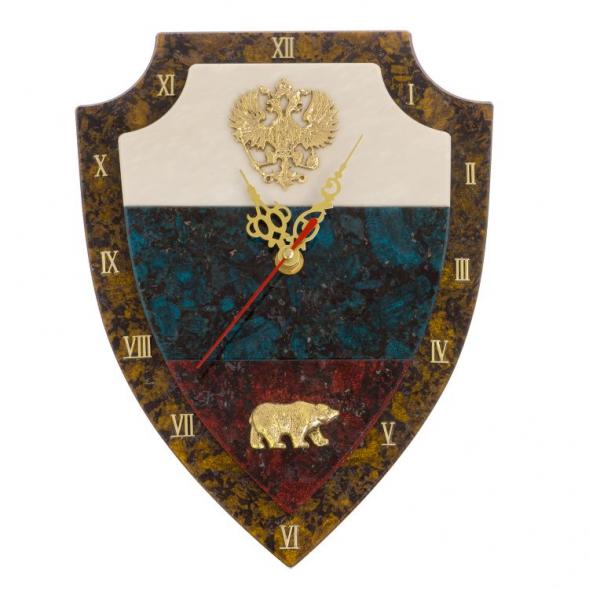 Часы настенные &amp;quot;Флаг РФ&amp;quot; лабрадорит, змеевик, мрамор 125291