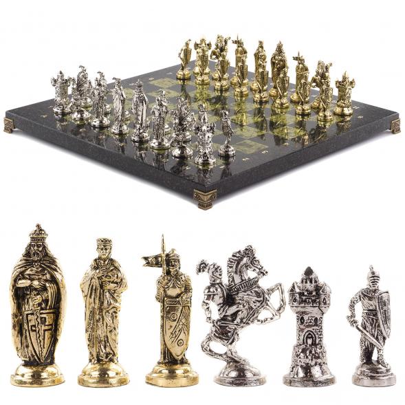 Шахматы подарочные &amp;quot;Рыцари крестоносцы&amp;quot; доска 44х44 см из камня змеевик 120716