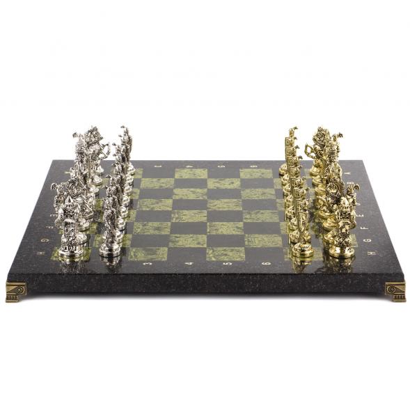 Шахматы подарочные &amp;quot;Рыцари крестоносцы&amp;quot; доска 44х44 см из камня змеевик 120716
