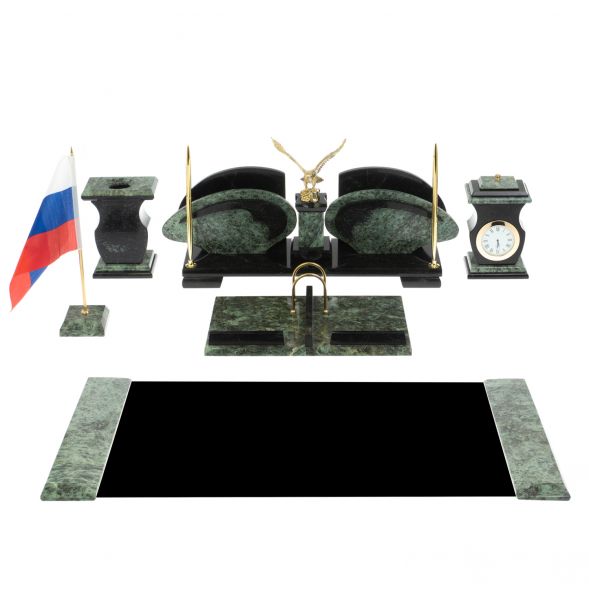 Настольный набор &amp;quot;Орел&amp;quot; из змеевика с бюваром 127993